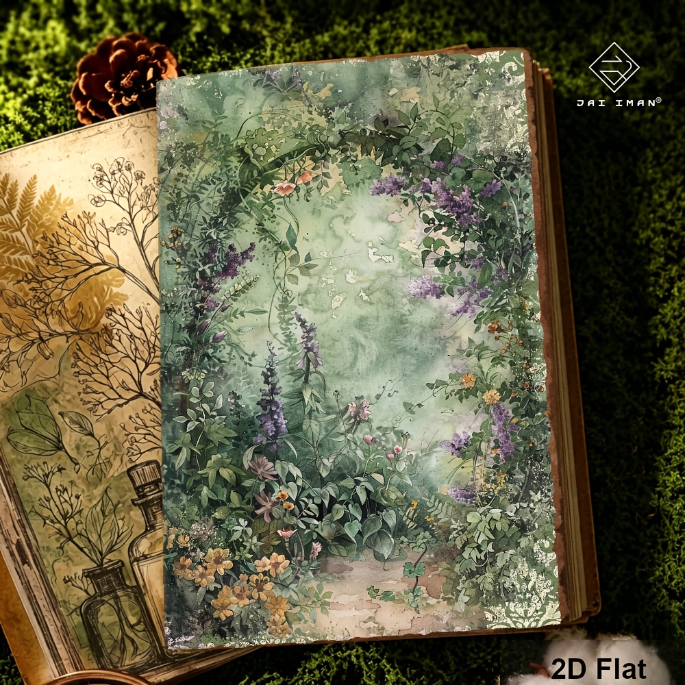 Image of Jai Iman 96 Pages (non-repeating Patterns) A5 Size Junk Journal Book With Floral Patterns For Collages, Planting Diary, Collection, Holiday Gift, Recordbook, Botanical Apothecary, Journal