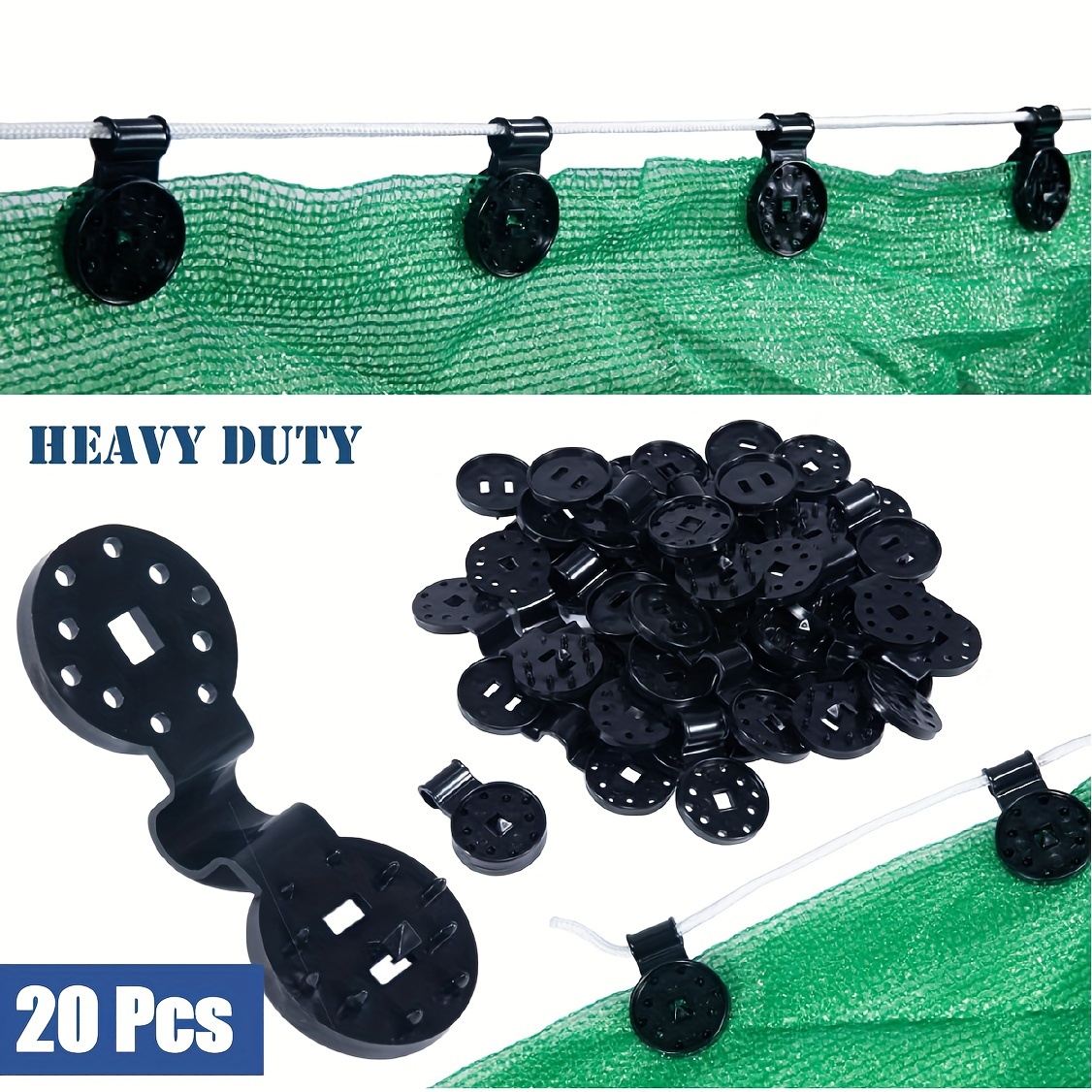TEMU 20pcs Outdoor Sun Shade Sail Garden Pergola Patio Shade Clips. For Garden Insect Netting Plant Mesh Netting, Bird Netting Plant Clips, Camping