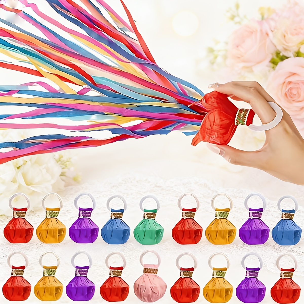 23-teilige bunte  -hand-party-schleifen, handgeworfene schleifen, lebendige farben geräuschlose interaktion –   für geburtstage, hochzeiten, feiern mehr! verleiht jedem event stilvollen dekorativen spaß, partydekoration, lebendiges dekor. farben werden zufällig versendet