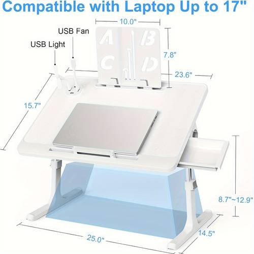 laptop desk for bed height adjustable laptop bed desk with drawer book stand extra large foldable lap desk for writing reading