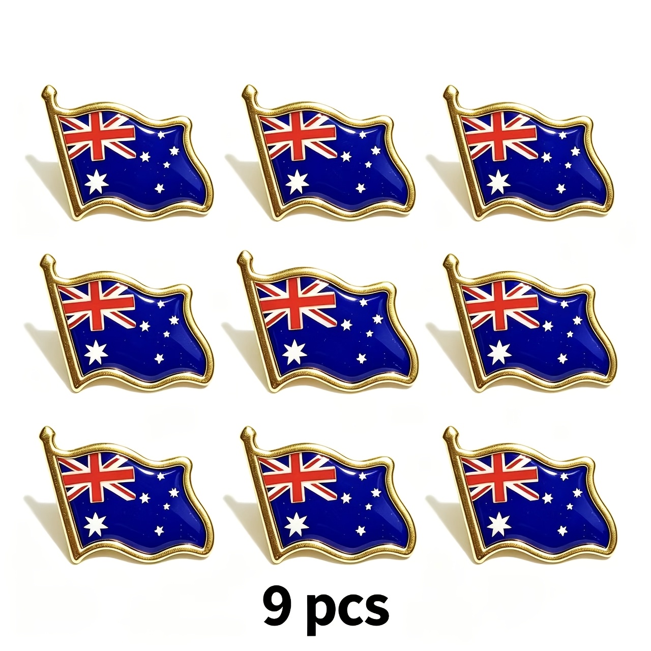 TEMU 9 Australian Flag Badges, Patriotic Emblems For Australian People, Suitable For Daily Men And Women
