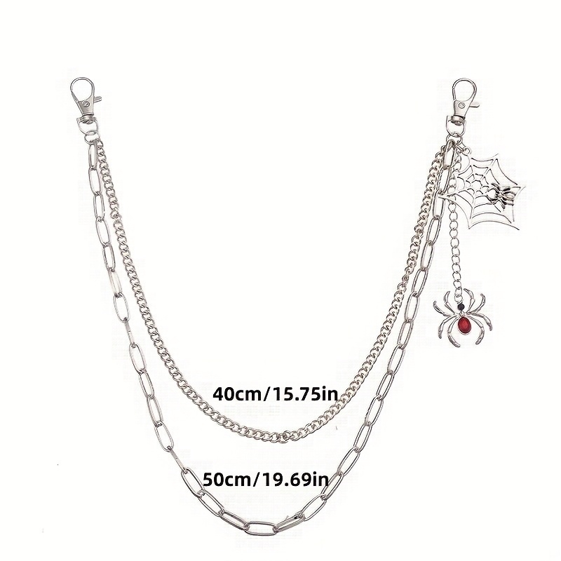 Double Layer Chain Pendant with Rhinestone Spider Web
