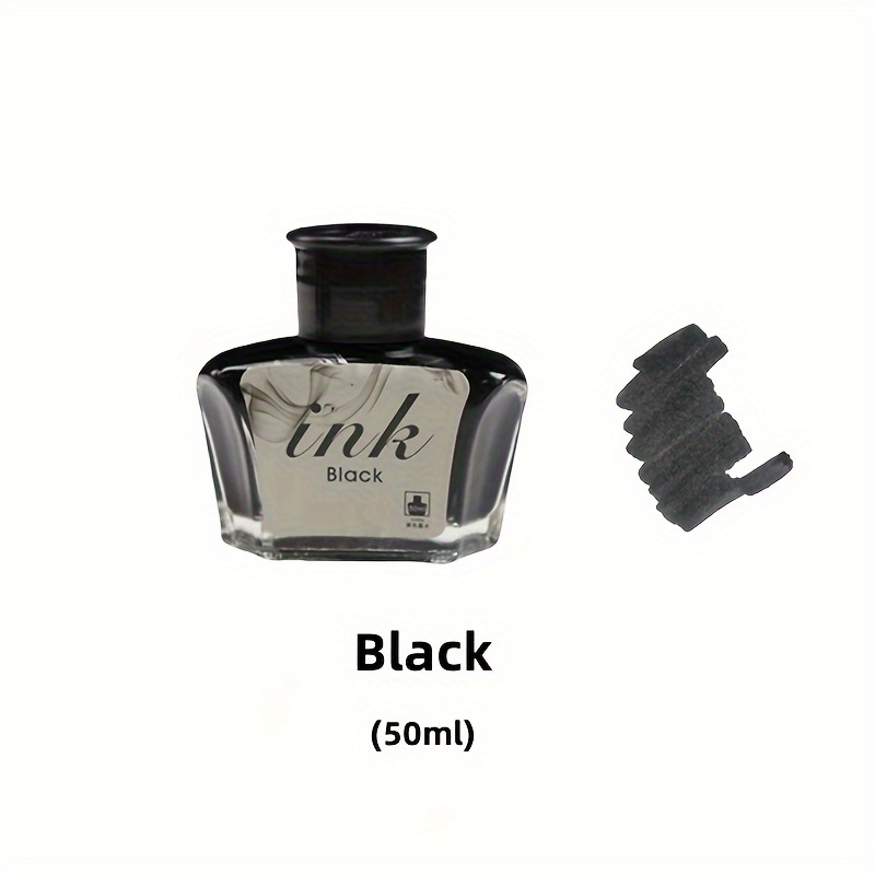 Image of 50ml Ink In Black, Red, Blue, And Blue-black Colors, Designed For Advanced Non-carbon, Non-blocking Pens Suitable For Adult Office Use And Student Calligraphy Practice, Packaged In A Glass Bottle