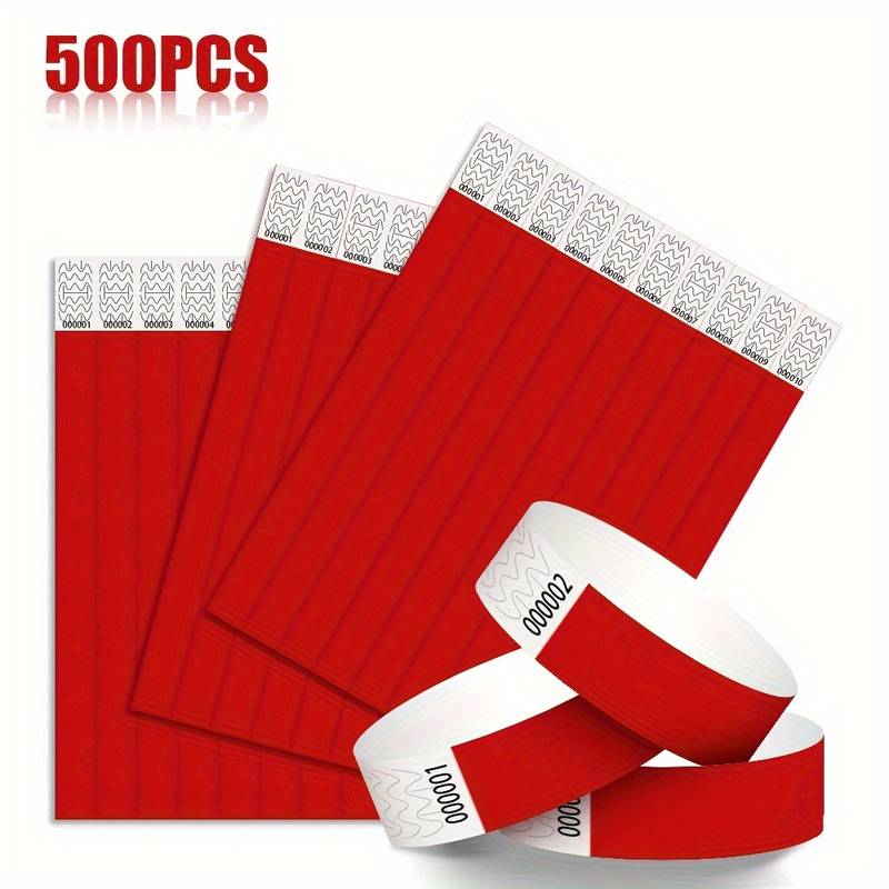 500 Bracelets D'Identification Papier Imperméables - Lot Multicolore - Pour Festivals, Concerts, Événements