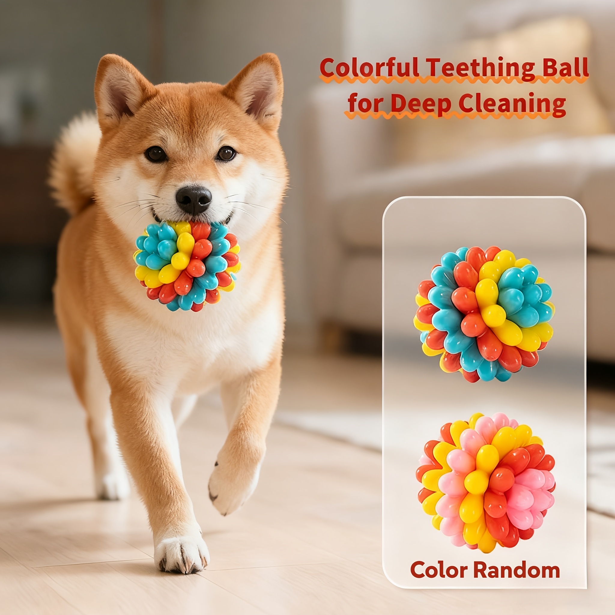 TEMU Jouet à mâcher indestructible pour chien - Couleur aléatoire - Matériau TPR résistant aux morsures, , Jouet de dentition à mâcher pour chien,