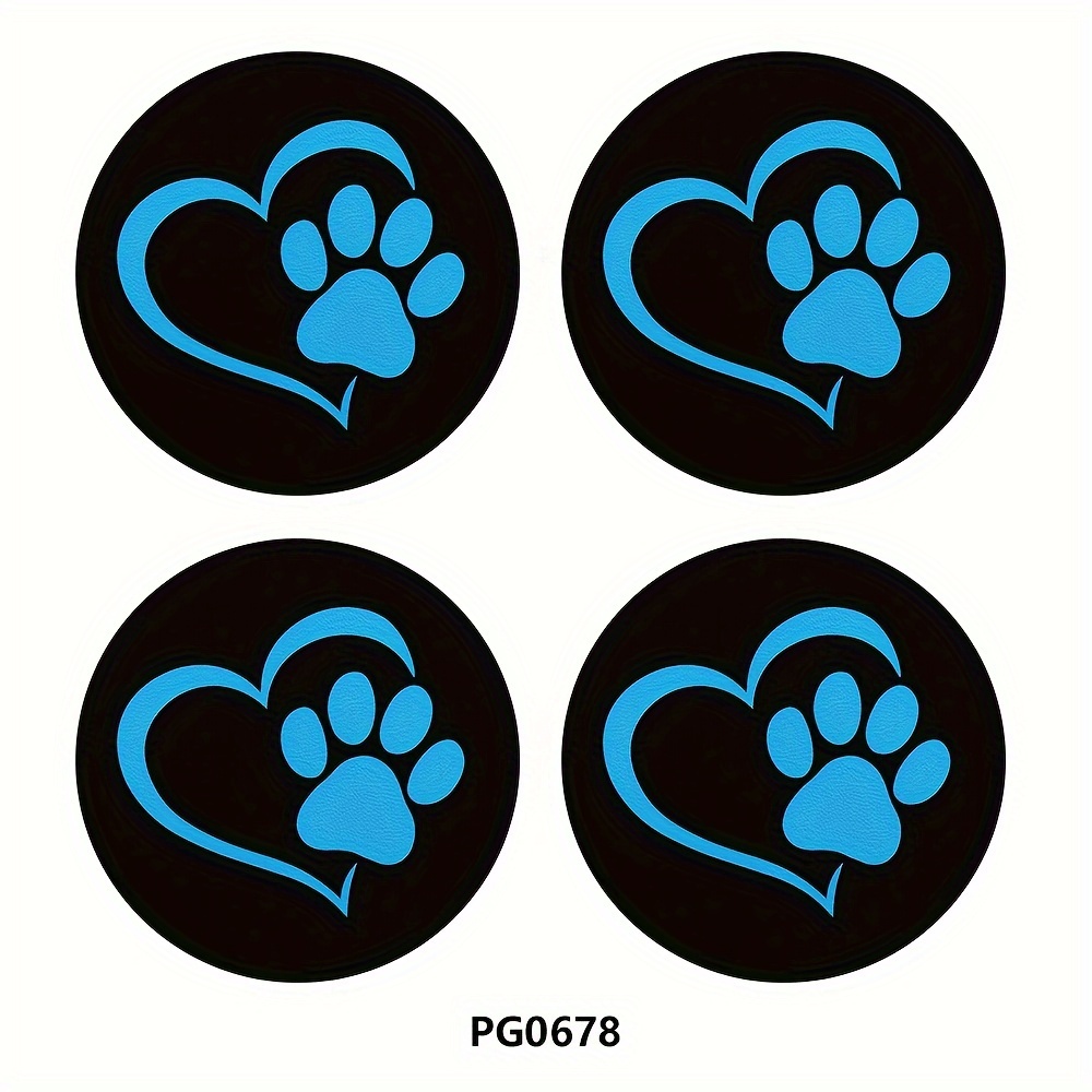 4pcs Footprint Cup Mat Car Interior Cup Decoration Water Cup Mat 2.75in Car Cup Mat Car Water Cup Mat, Beverage Mat Beautiful Cup Mat