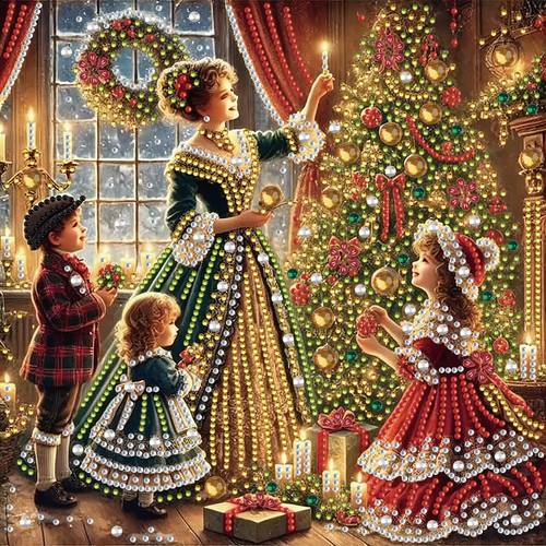 a collection of diamond painting kits featuring a christmas family theme this project irregularly shaped diamonds and completed or as handmade presents to its decorating spaces like