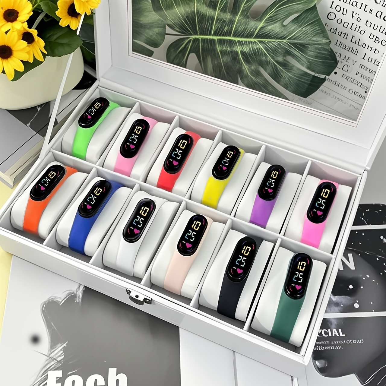 12pcs set di orologi elettronici della serie  , adatti per attività allaperto, bracciale digitale   e versatile, regalo  , regalo,  , uso  , orologio da polso per uso  |design  |cinturino orologio resistente, orologio da polso   Dettagli dell'articolo 4