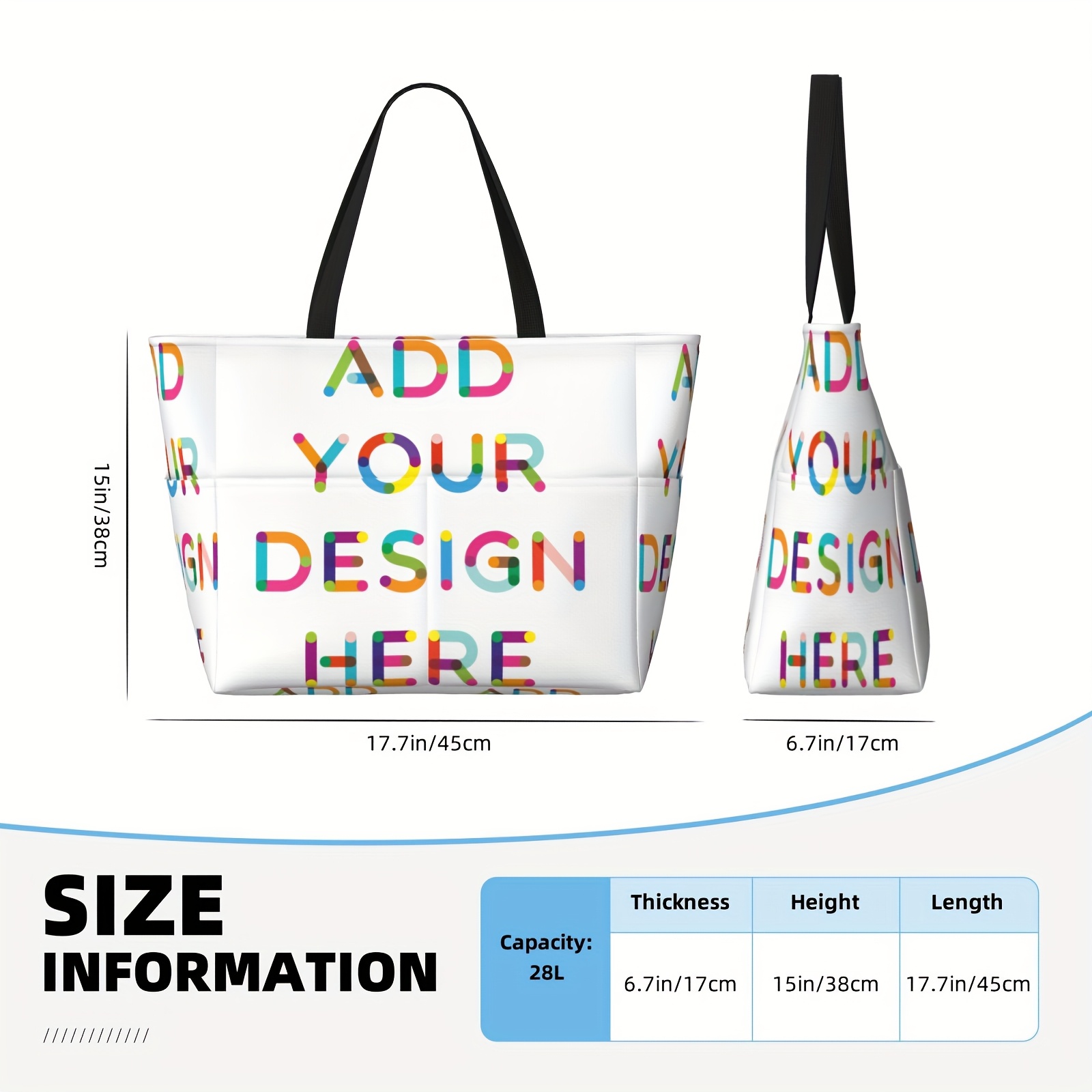 TEMU Personalized Beach Bag Bag Add Your Photos Text Customized Handbag With Zipper Large Beach Handbag And With 8 Pockets For Toys Pool Bag Beach Accessories