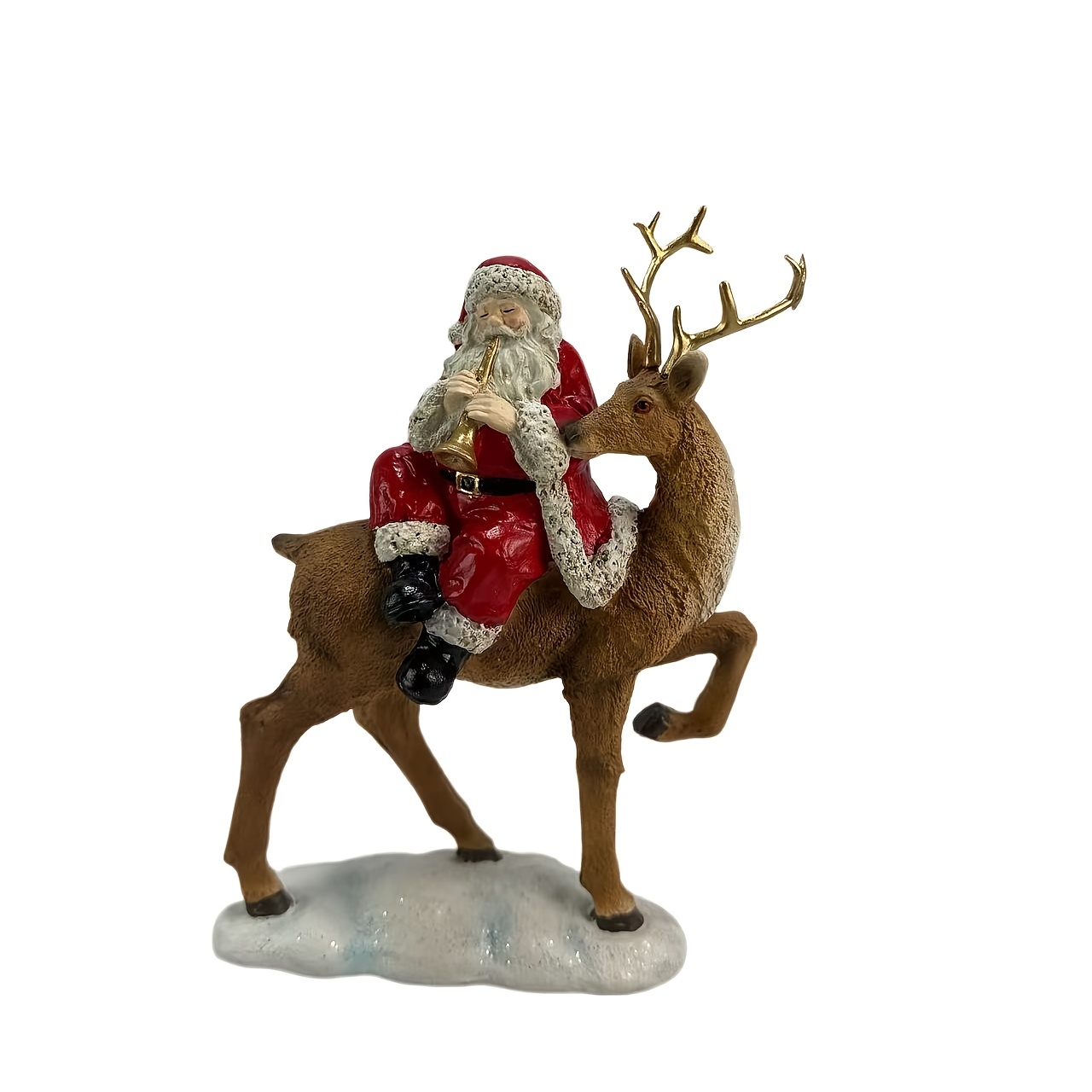 TEMU Santa Claus Riding Reindeer Figurine - Resin Statue Suitable For Christmas Tabletop Decor, Desktop Display, Window Shelf Decoration, Tale Gift