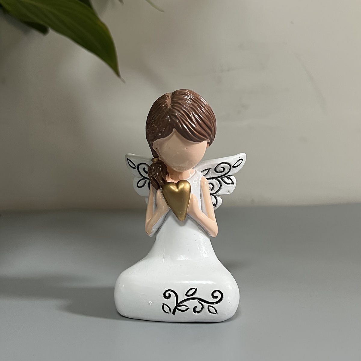 Resin Golden Angel Ornament A Heart On Hands Angel - Temu