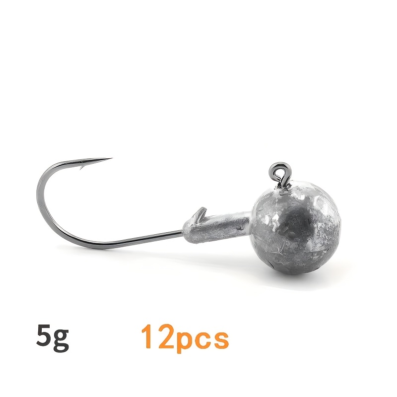 TEMU 12-pack Lead-headed Hooks Lure Anti-bottom Fish Hook Enhanced Version Hanging Soft Worm T-tail Mouth-lip Hook