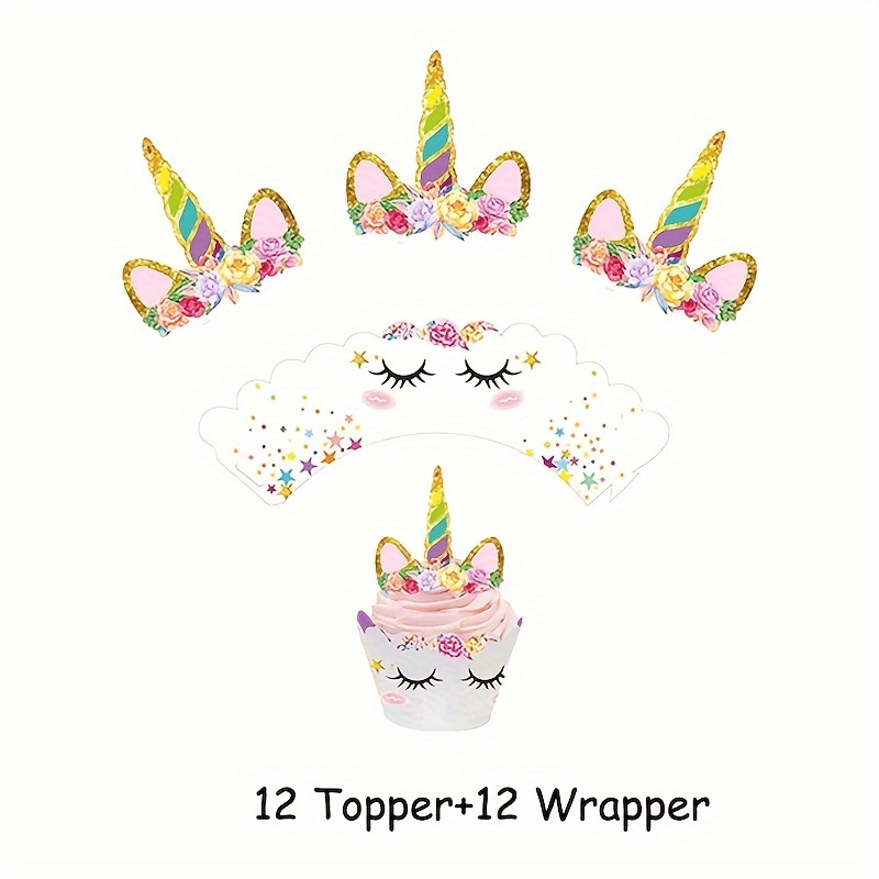 24pcs Unicorn Cake Border Picks Fun Birthday Decor Festive Party Decoration Baking Home Commercial Supplies Cake Decoration And Cupcake Sides, Suitable For Celebrations - Premium Baking Decorations