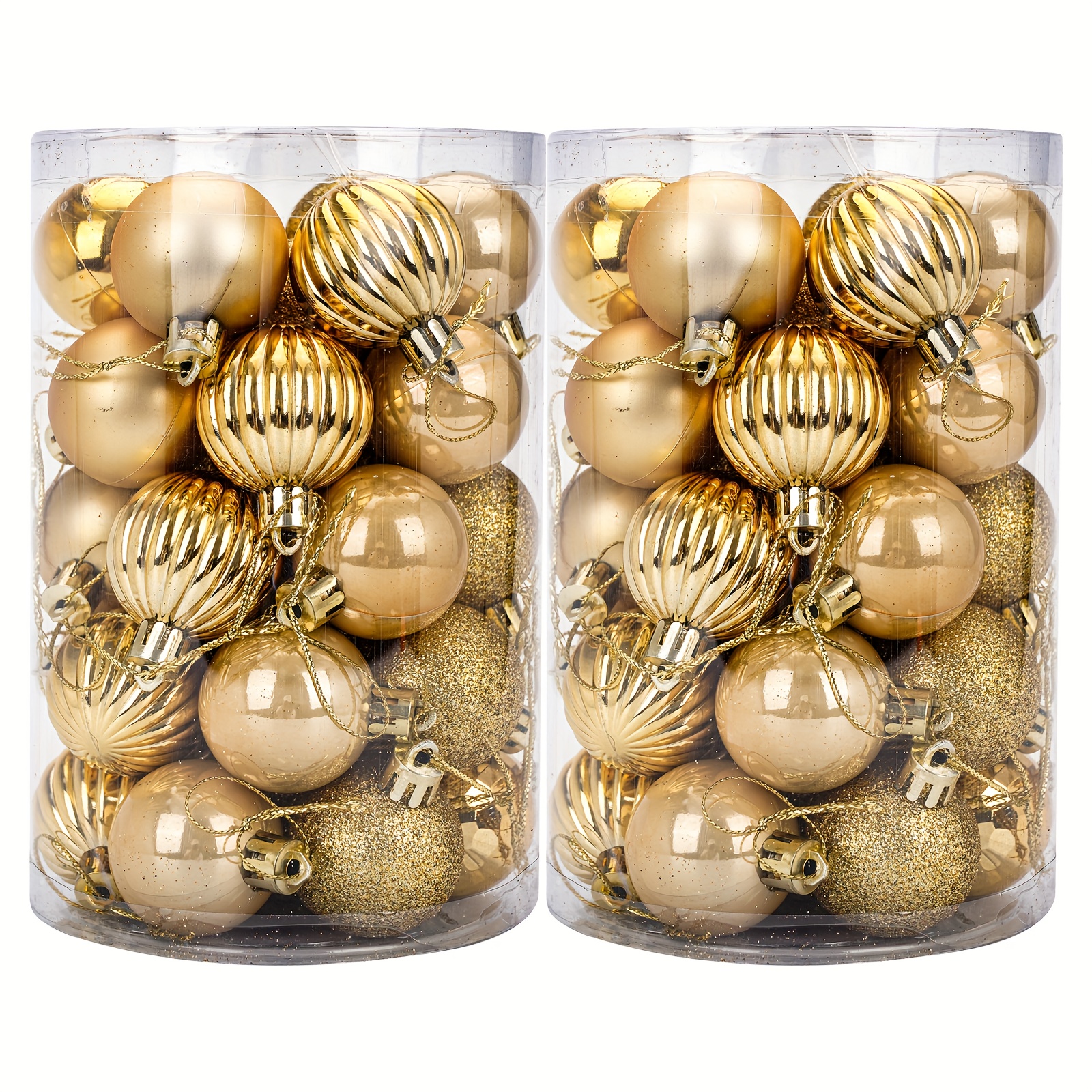 TEMU 2 Boxes 68pcs Christmas Ball Ornaments 4cm/1.57inch Shatterproof Wear-resistant Christmas Tree Decoration Hanging Balls, Suitable For Holiday