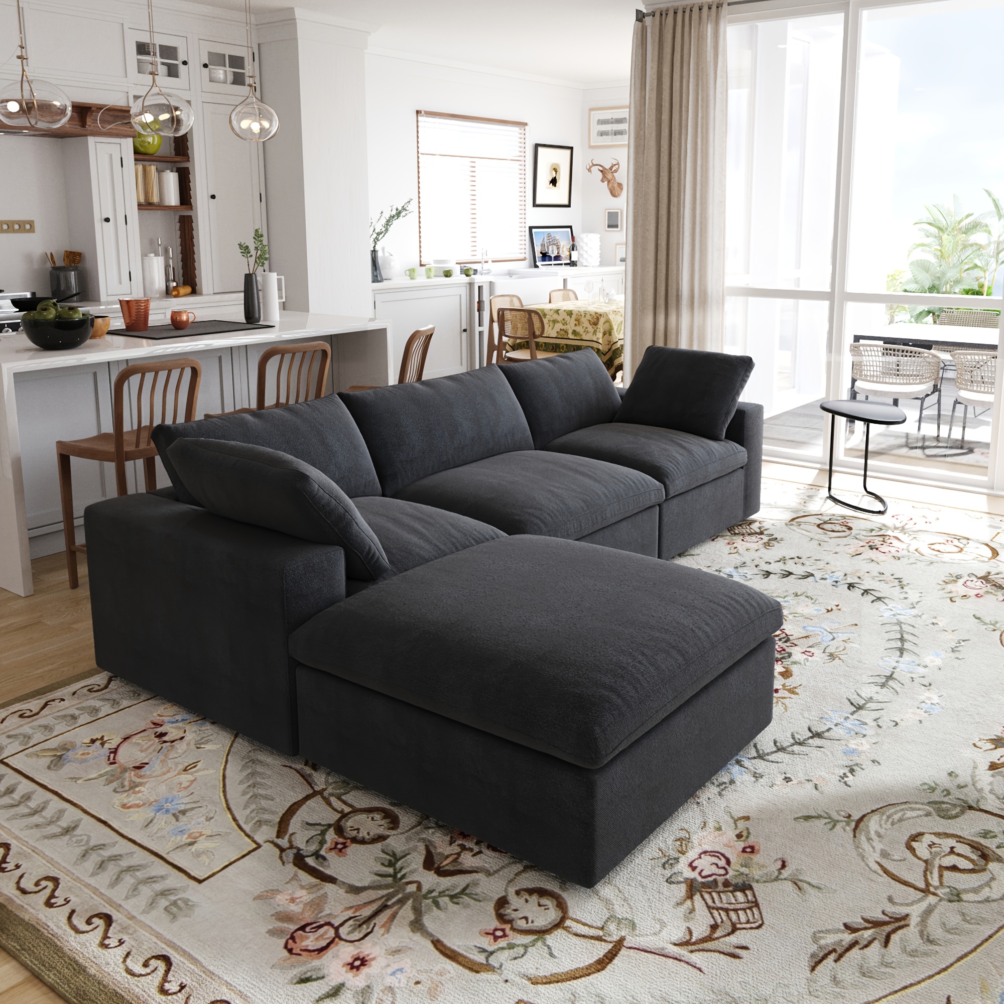 sectional sofa with storage ottoman 118 02 l shaped couch for living room down filled convertible couch deep seat for office apartment covers washable replaceable Product details 1
