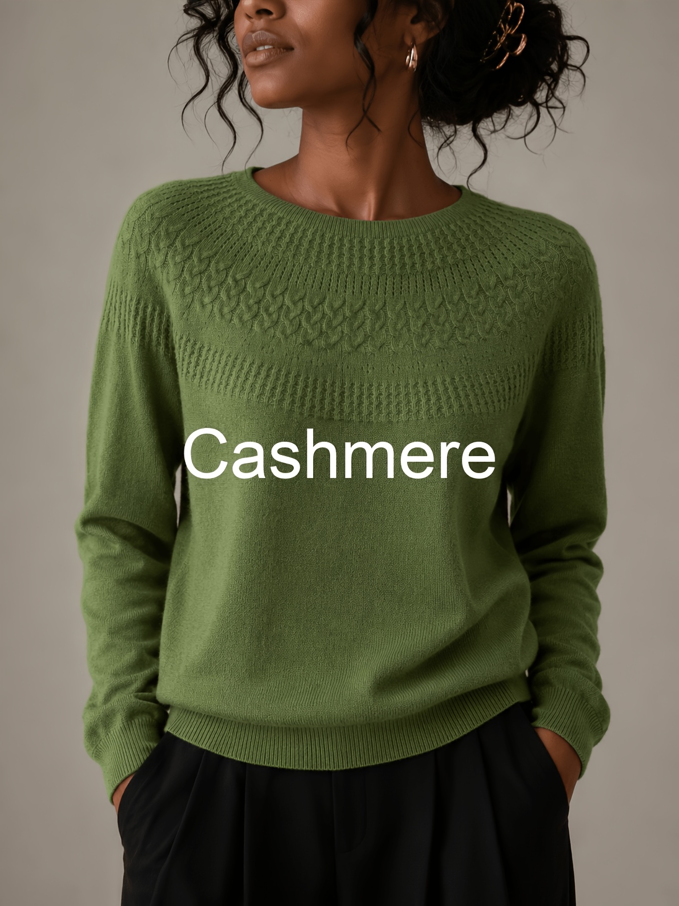 womens round neck long sleeve sweater cashmere sweater women and loose basic pullover suitable for casual wear   layering and autumn winter outfits   in multiple colors