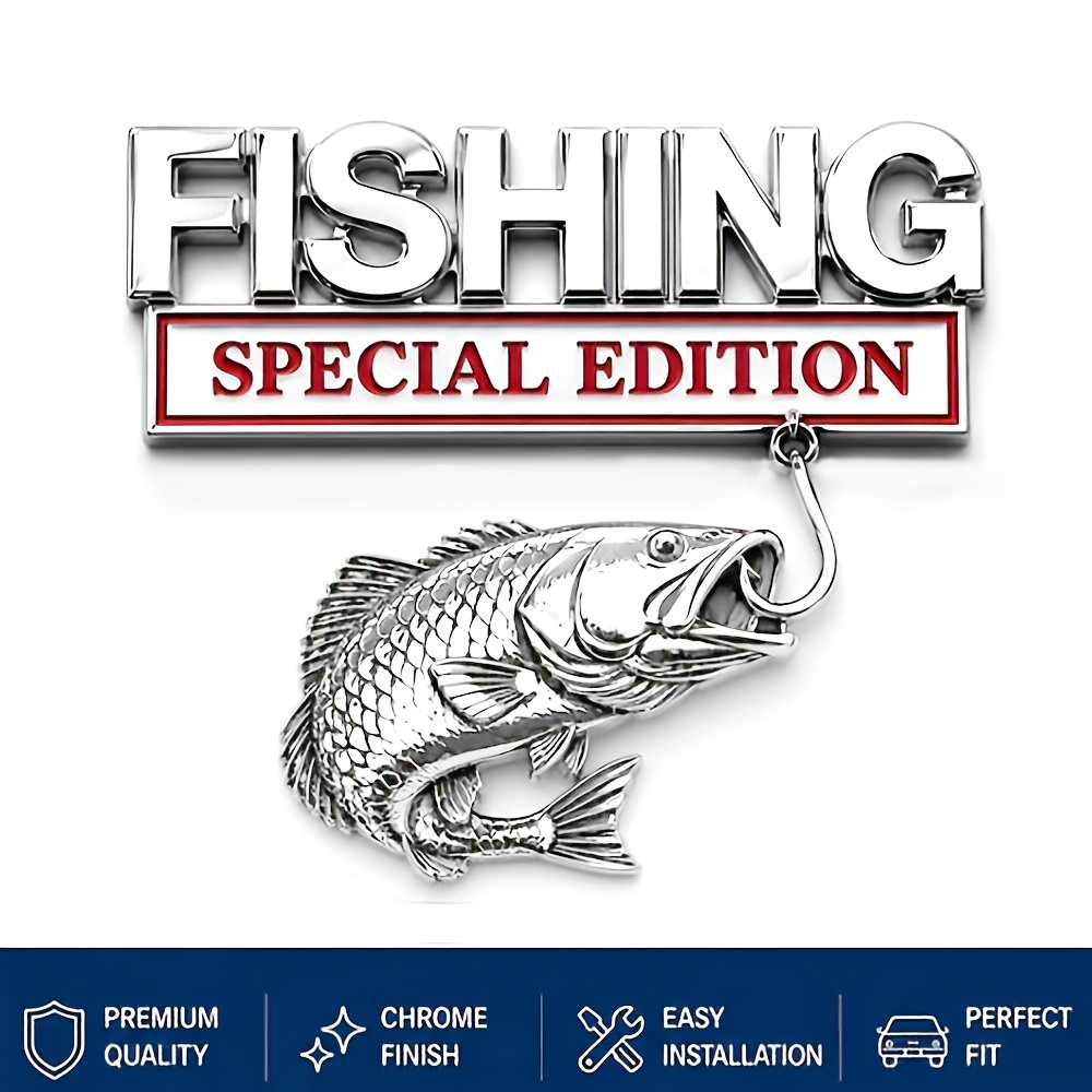 TEMU Vis Speciale Editie Auto-embleem 3D Sticker Badge Spatbord Grappige Stickers Auto Vrachtwagen Vervangende Deurdecoratie voor Universeel Voertuig