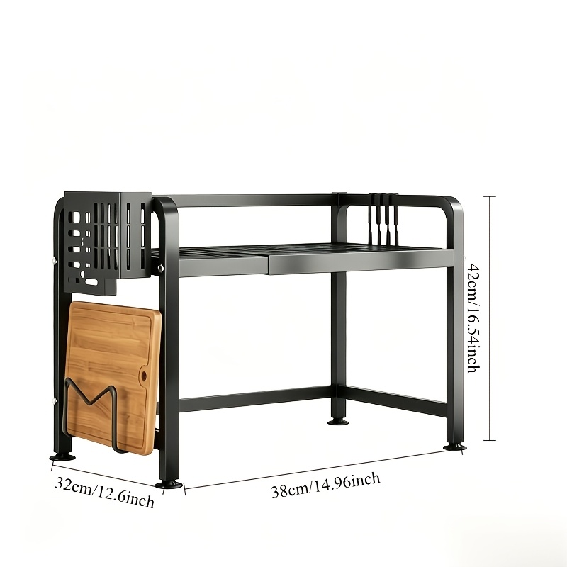 Black Metal Countertop Kitchen Storage Rack, Open-style Multi-functional Storage, Suitable For Microwave, Oven, Spice Rack, Utensils, Cookware, Appliance Storage Racks., Utility Racks