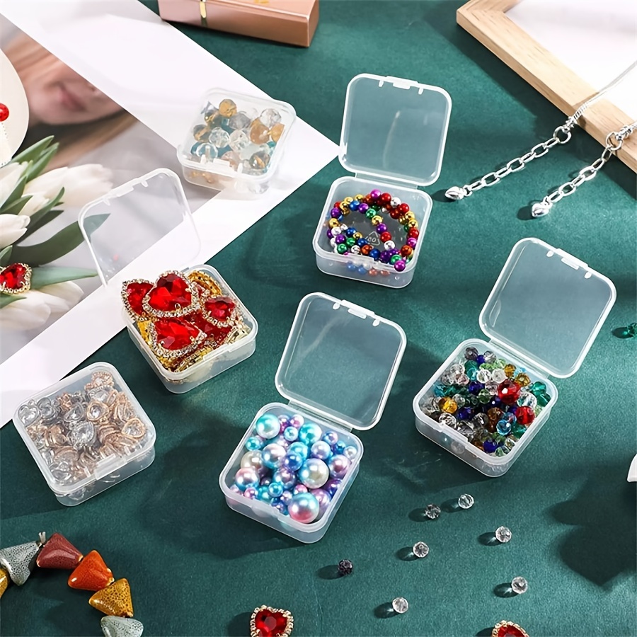 

20pcs Clear Small Containers, Plastic Square Bead Storage Box For Beads Jewelry Crafts Board Game Pieces