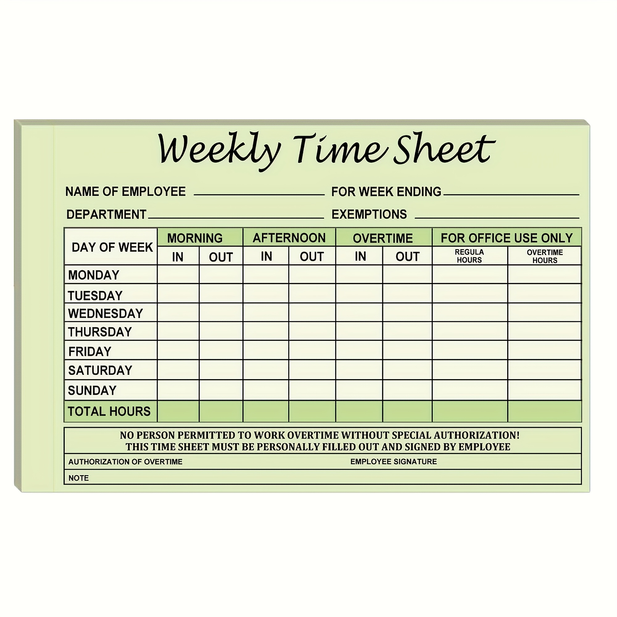 TEMU Employee Time Sheets Weekly Format 2 Part Carbonless 5.5 X 8.26 Inch - Sheet Log Book Weekly Format 50 Sets