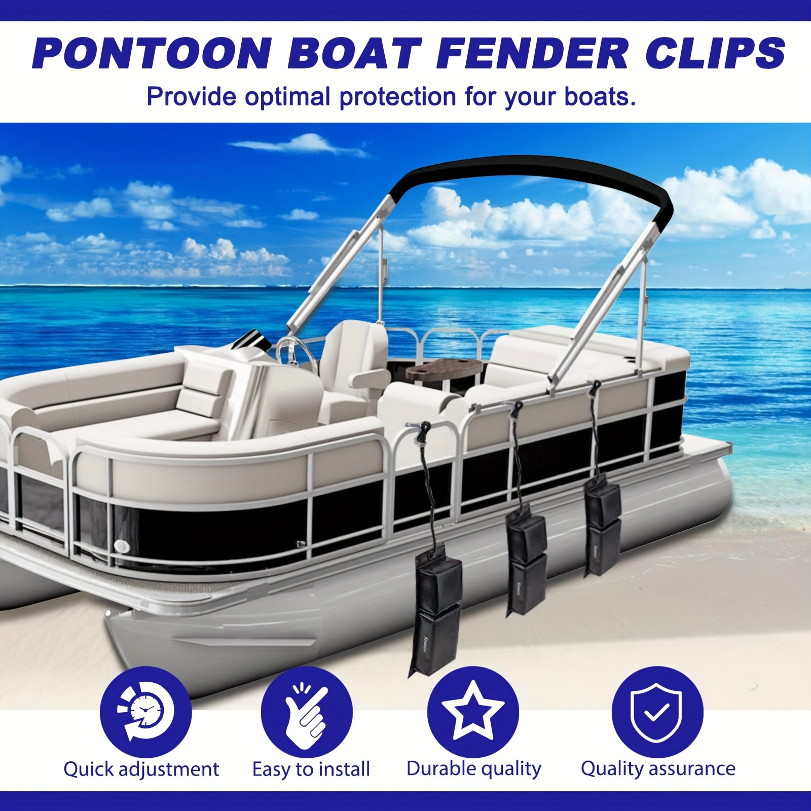 pontoon boat square rail mount fender bumpers hanger adjuster clip for docking 4 pack