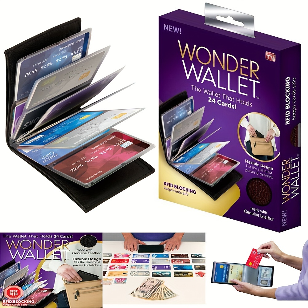 

Wonder Wallet Amazing Slim Rfid Wallet Genuine Leather Wallet Rfid Protection Holds Up To 24 Cards As Seen On Tv