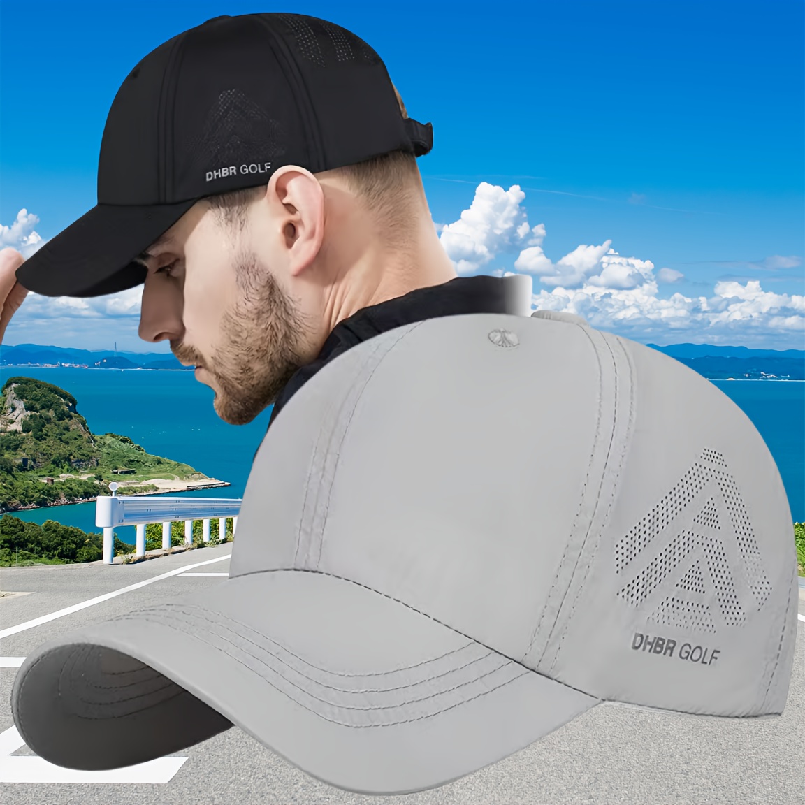 Golf Ventilated Baseball Caps Mens Lightweight Breathable Laser