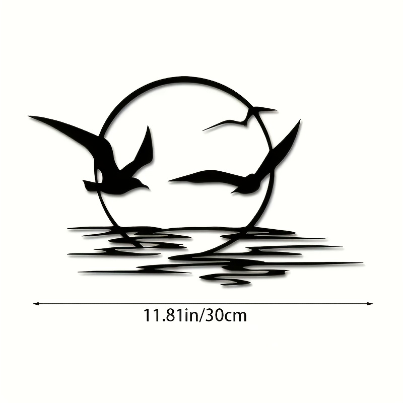 E-shop 2D Flach, 2D Flach, Eine 1-teilige Metall 2D mit Sonnenaufgang und Möwen - Zeitgenössische Wohnkultur mit einem einzigartigen Vogel- und