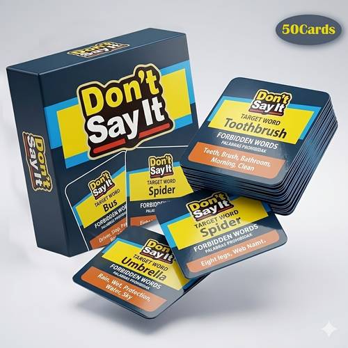 dont party card game 50 premium forbidden word cards safety design glossy social icebreaker for groups parties portable pocket size art tabletop game