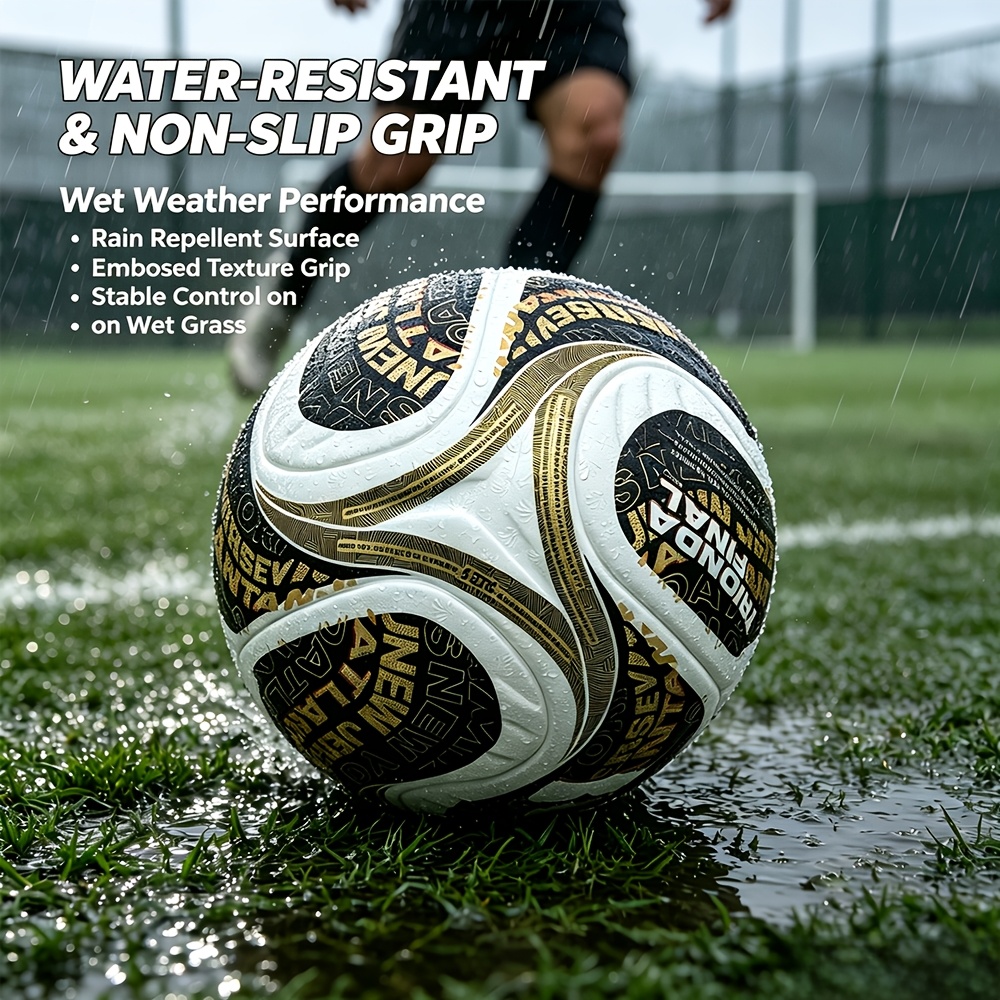 TEMU 1 Professional High-quality Size 5 Soccer Ball - Premium Mixed-color Spherical Design, Thickened Pu Material, Waterproof And Anti-slip, Durable