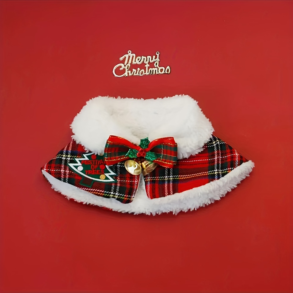 Image of Cat Christmas Cloak Dog New Year Shawl Pet Neck Warmer Scarf British Short Autumn And Winter Clothes Warm Teddy Collar