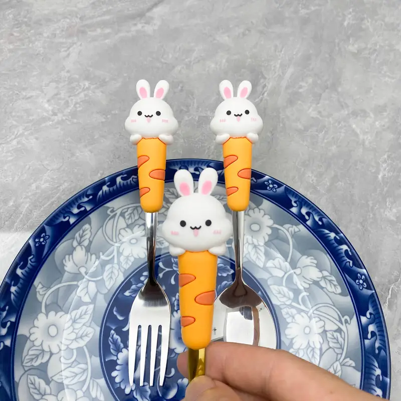 2pcs 304 stainless steel cutlery set with silicone spoons and forks suitable for parties restaurant christmas gift ramadan tableware Product details 4