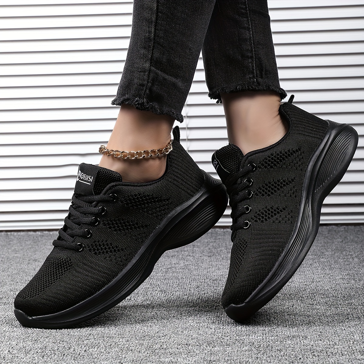 sneakers all black leather nursing shoes