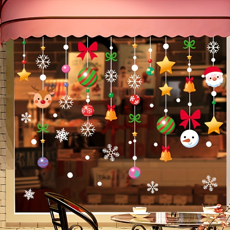 

113pcs Christmas Window Sticker Set - Santa Claus, Snowman And Reindeer Decorations, Suitable For Home And Shopping Mall Glass Displays