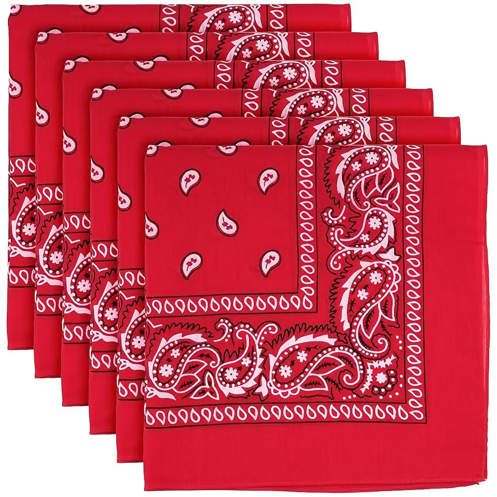 TEMU Set de 6 bufandas paisley, pañuelos cuadrados versátiles, mascarillas faciales y cintas para el cabello unisex
