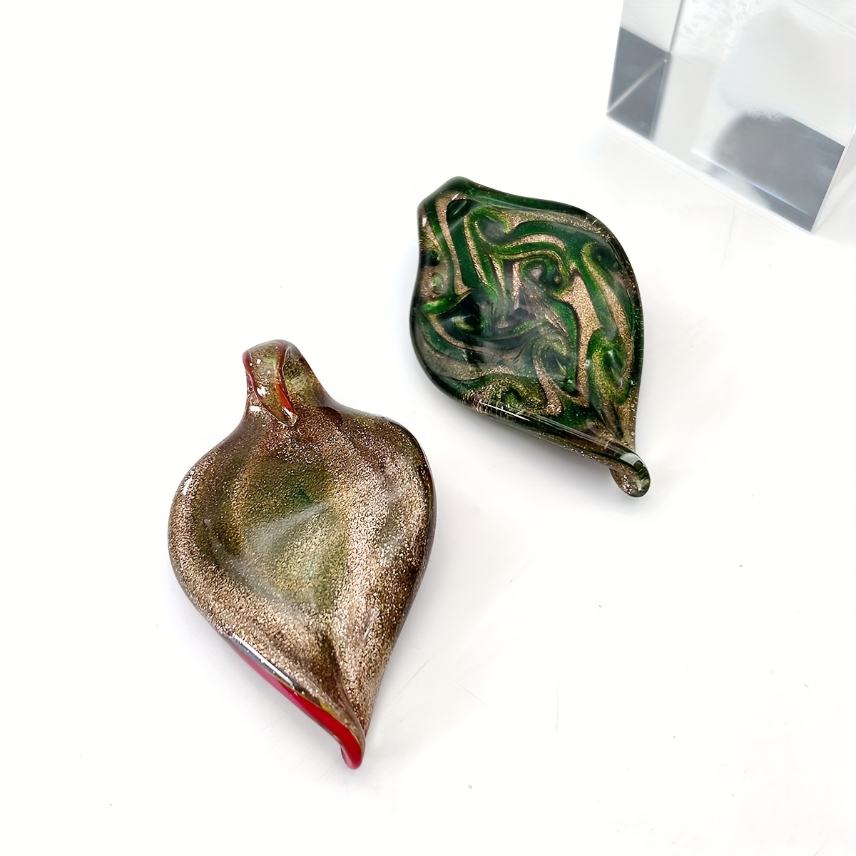 Murano-Inspired Blown Abstract Glass Lamp Art Pendant Necklace
