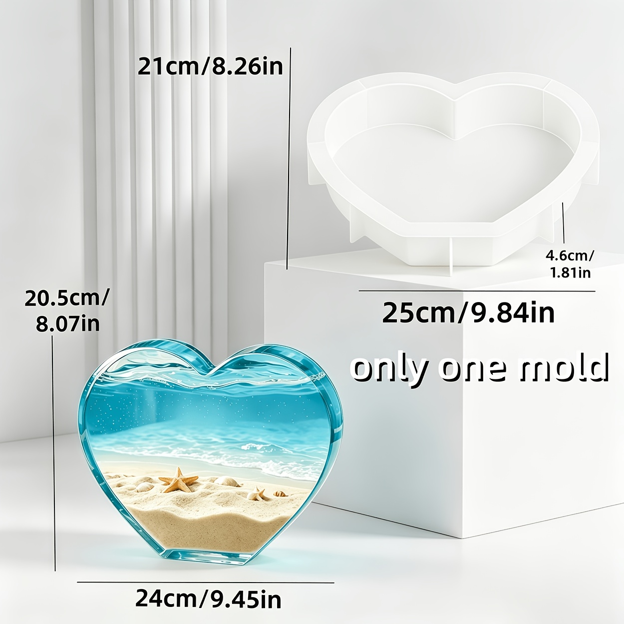 TEMU Resin Silicone Mold Heart-shaped Ornament Mold Silicone Mold For Crystal Animal And Plant Specimens, Tabletop Decor, And Bookends. A Easy Yet