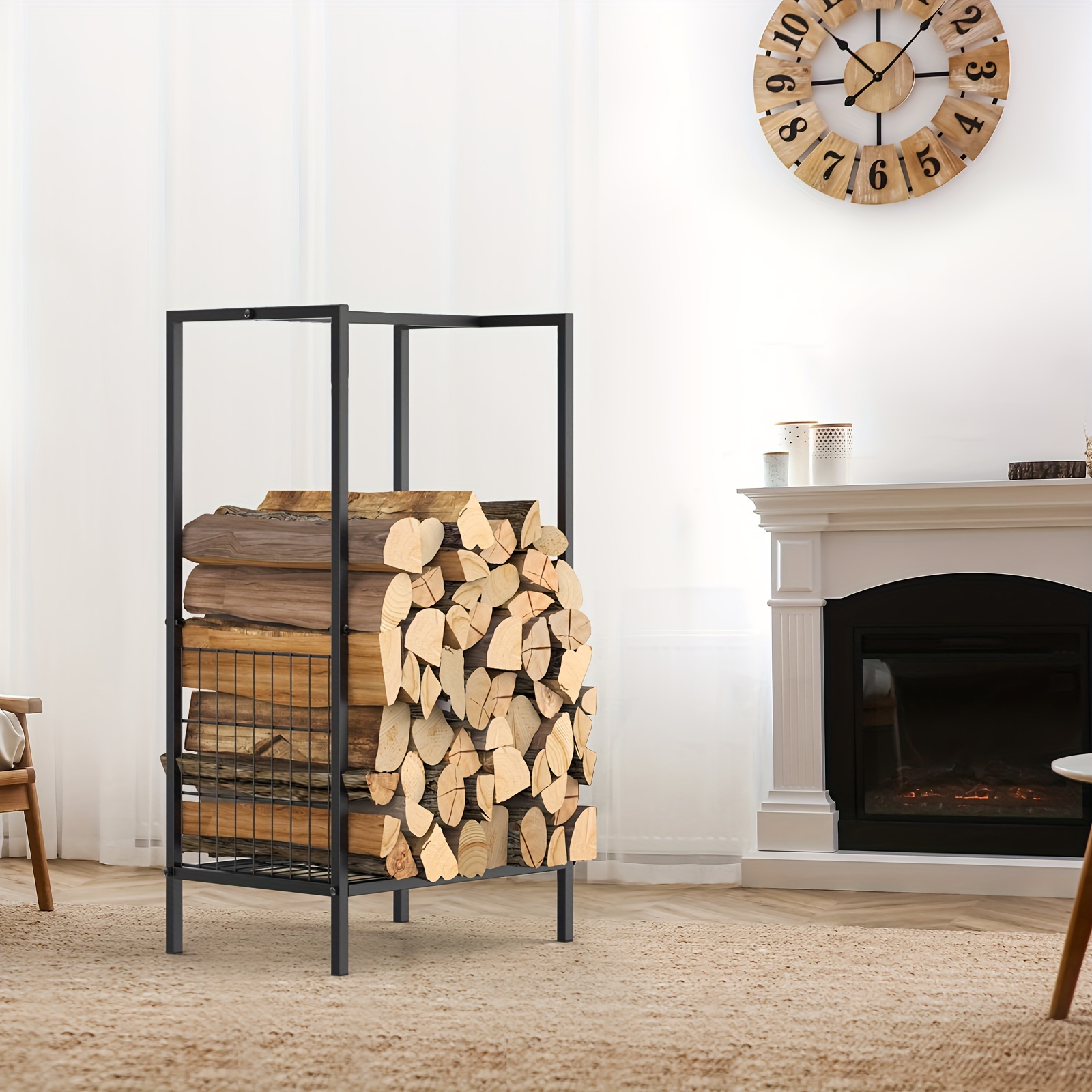 

Fireplace Firewood Rack Indoor For Fireplace Patio Deck, Wood Rack For Firewood Outdoor Fireplace