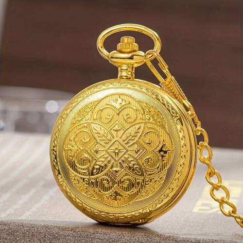 bracelet montre de poche doré style chinois avec motif de à feuilles, cadeau commémoratif nostalgique facile à , pendentif, cadeau pour gentleman