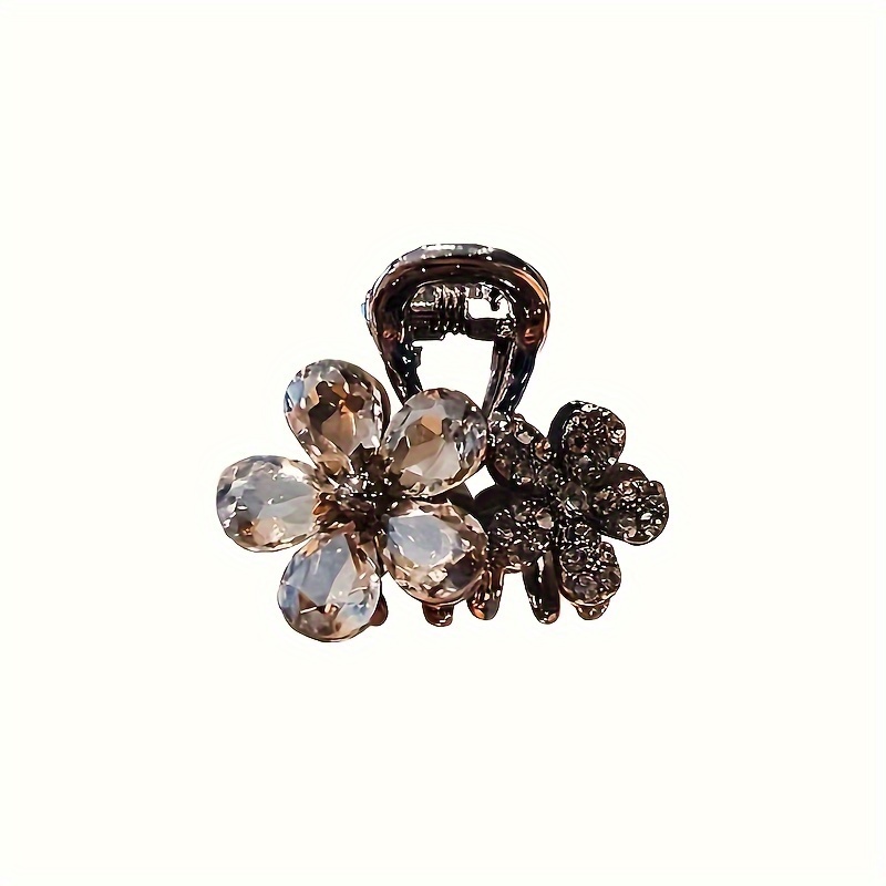 

Elegant Hair Claw - Small Alloy Shark Clip For Taming Hair, Inlaid With Crystal Embellishments