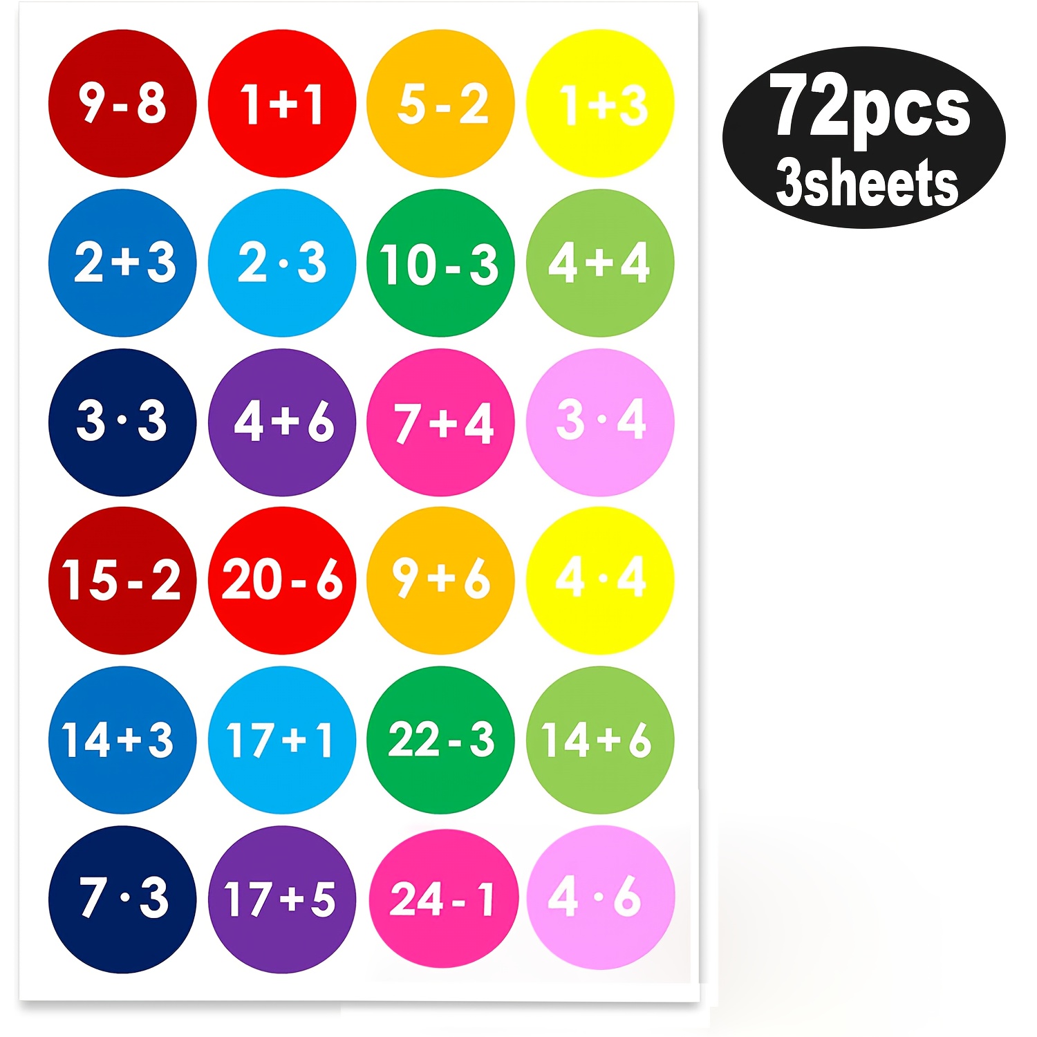 TEMU 72-tlg./3 Bögen Adventskalender-Zahlenaufkleber – Text geeignet für Weihnachts-Countdown-Etiketten, farbcodiert, 4 cm runde, nummerierte Tage