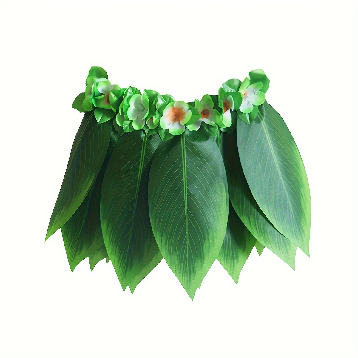 

1pc, Ti Leaf Hula Skirt Hawaiian Leaf Skirt Green Grass Skirt With Artificial Flowers For Beach Luau Party Supplies