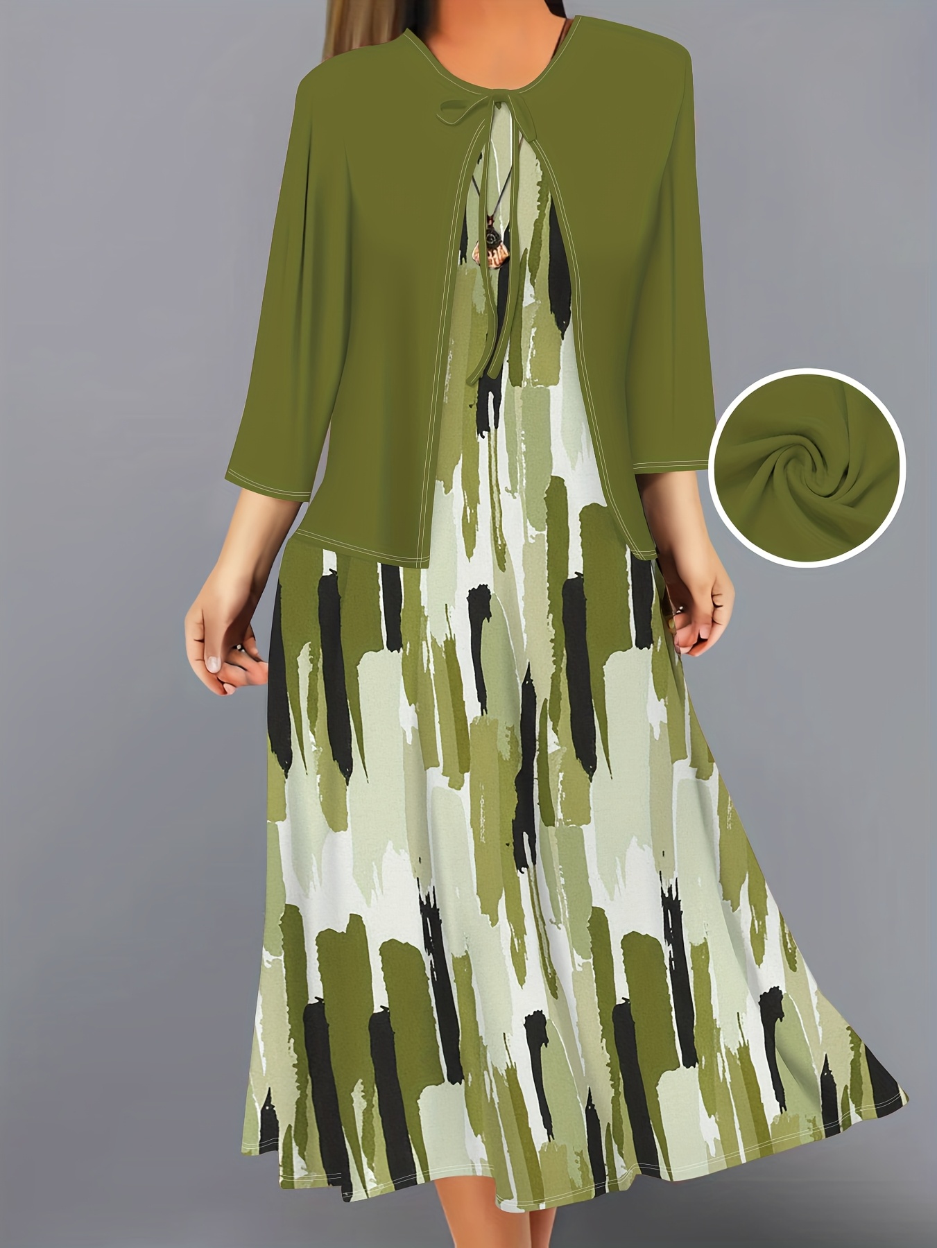 linen clothing dresses Essential Olive Long Sleeve Linen Shirt Dress, Large