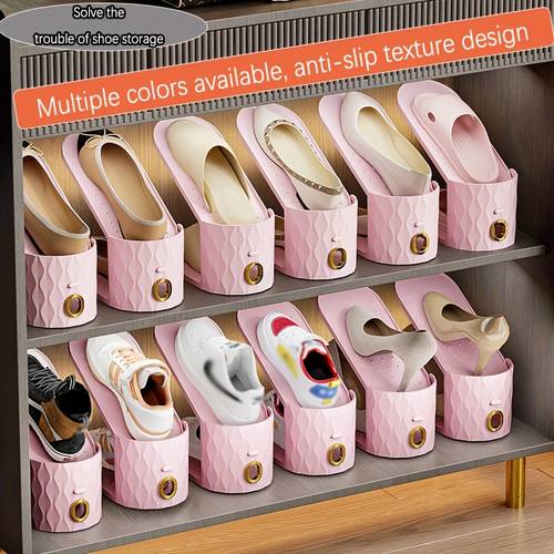 item picture 10pcs newly new shoe holder shoe rack double layer adjustable household door shoe cabinet placement shoes thickened shoe storage artifact