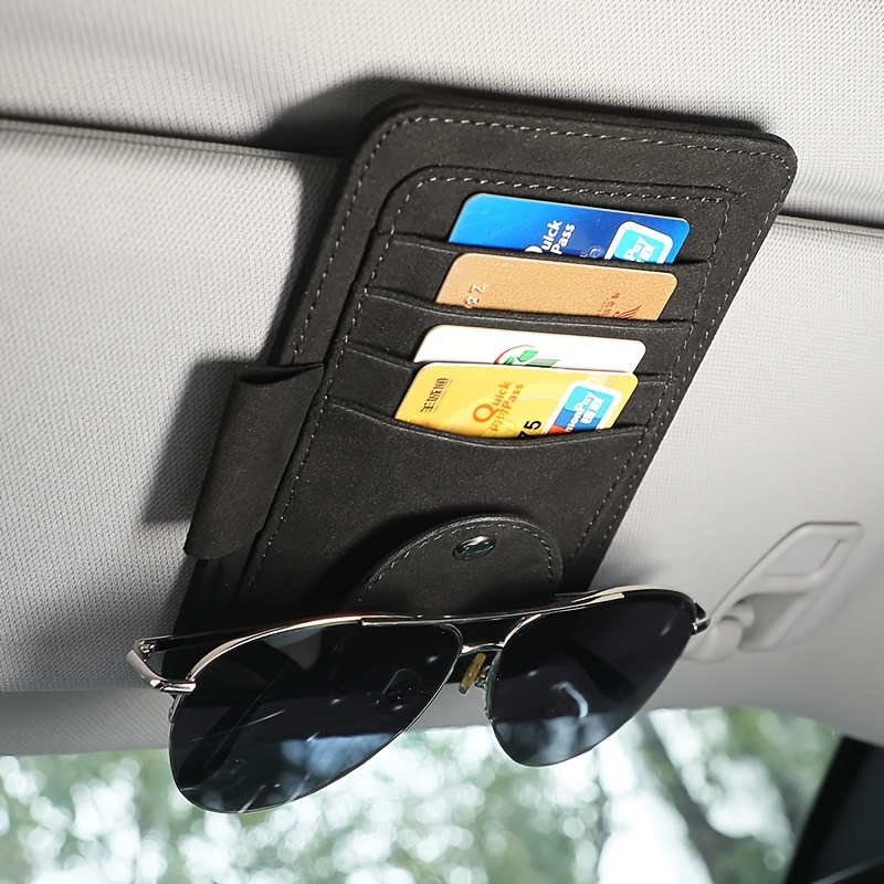 TEMU Luxury Trim Sun Visor Fashion Glasses Clip - Multi-pocket Organizer For Glasses, Cards & Keys | Soft Lining Prevents Scratches | Install For All