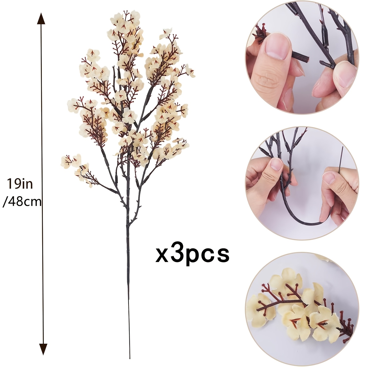 TEMU 3pcs Artificial Baby's Breath, Suitable For Weddings, Living Rooms, Dining Tables, , Courtyards, , Outdoor Corridors. Suitable For Autumn