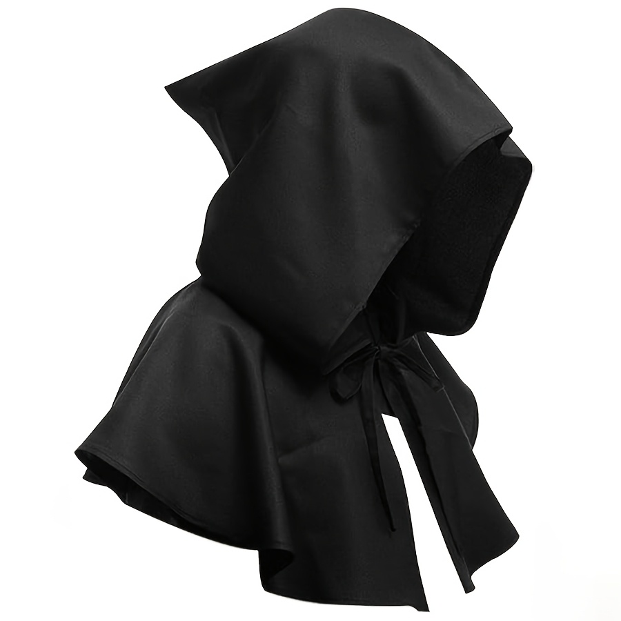 OLISAGLAN Unisex Adult Halloween Cape - Medieval Retro Style with Hood, Single-Layer Costume Shawl for Witches, Demons, Vampires, and Themed Parties - Black Polyester, Hand Wash or Dry Clean, Halloween Decorations, Without Battery