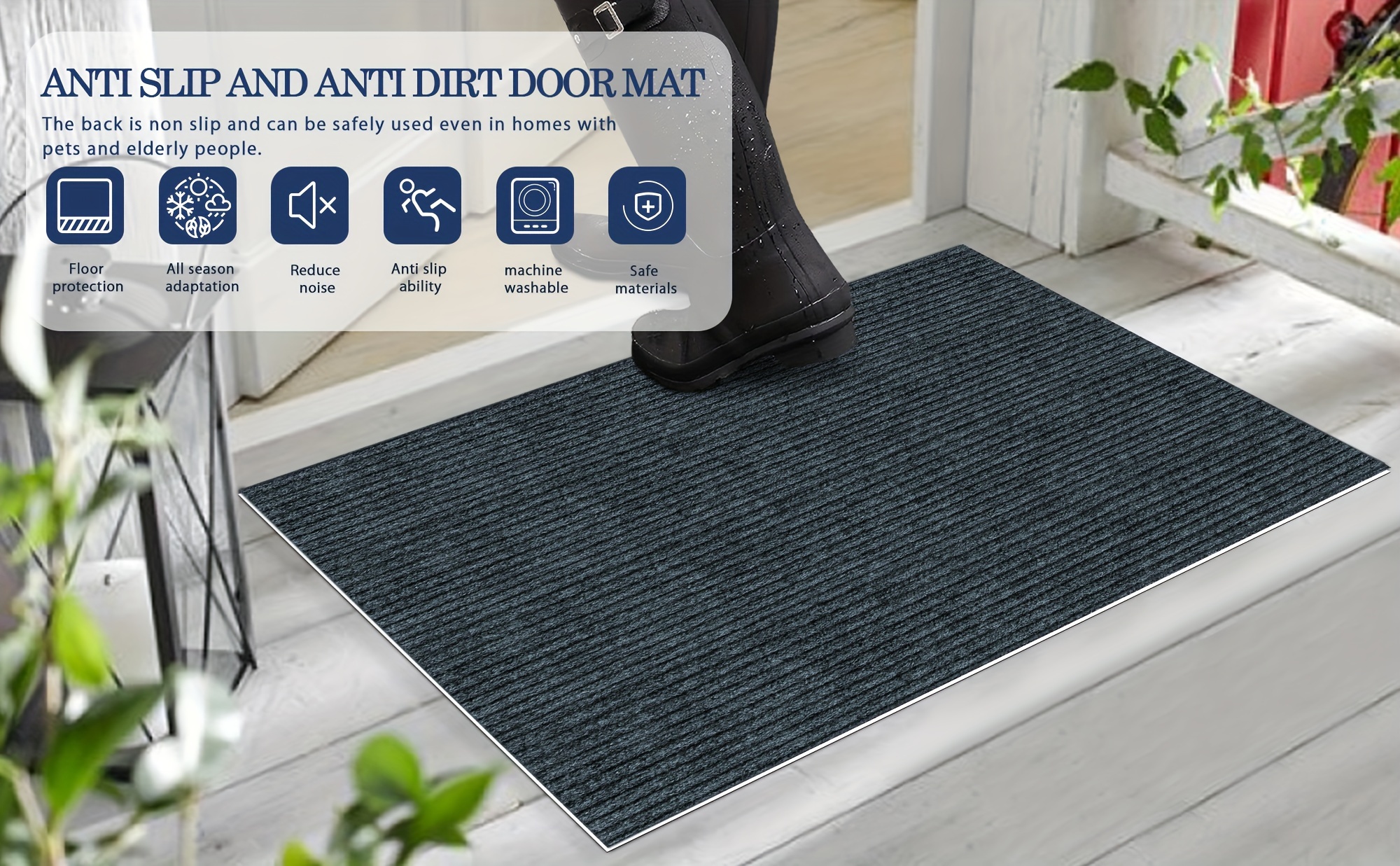 door mat   outdoor indoor sturdy doormat for home entrance floor heavy duty non slip front door mats outdoor easy to   and garden doormat dog door mat for muddy paws absorbent   washable indoor door mat details 0