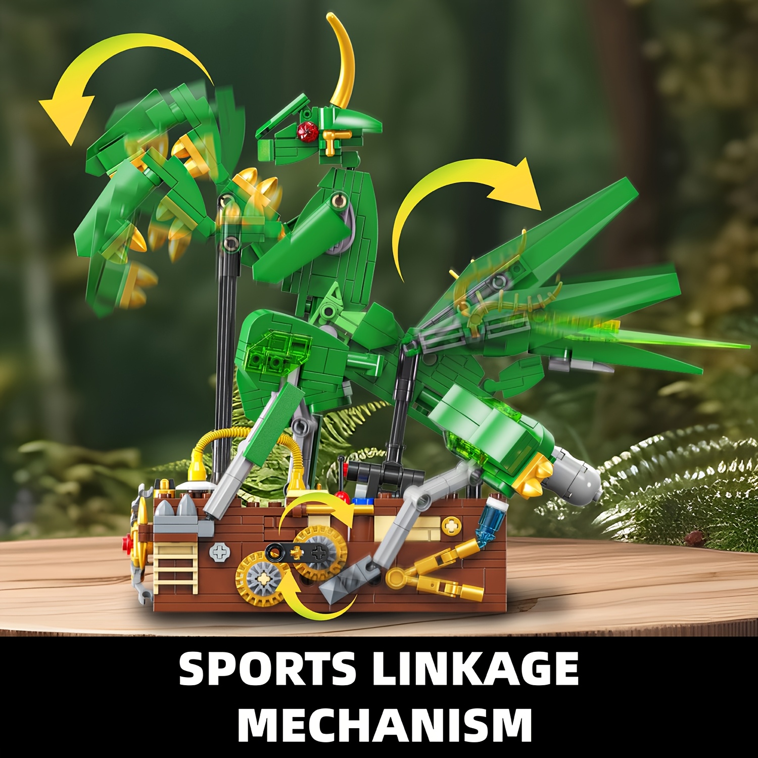 613pcs Green Mantis Building Block Toy Assembly Model Set