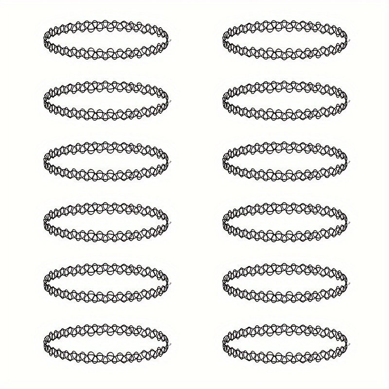 12pcs/set Punk Vintage Necklace With Elastic For Women - Edgy And Unique Accessory For Any Outfit